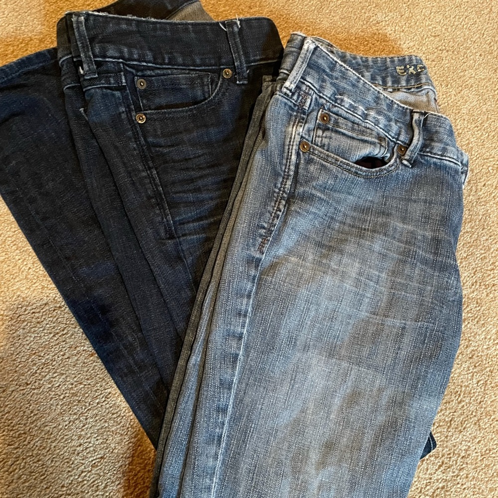 Express Low Rise Jeans - 2 pair - size 4 long/tall